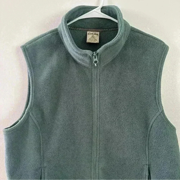 Cabela’s Vest Women’s Size XL Full Zip Fleece Zippered Pockets Green - Picture 2 of 14